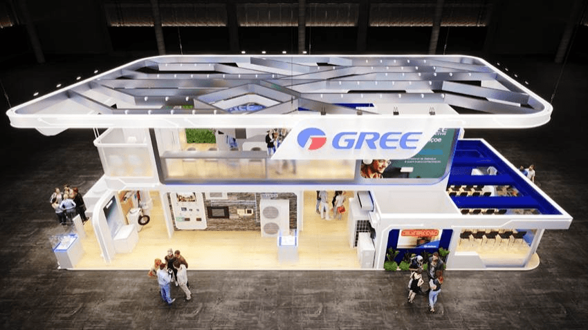Vista superior do projeto do estande da Gree para a Febrava Rio, divulgado pela fabricante